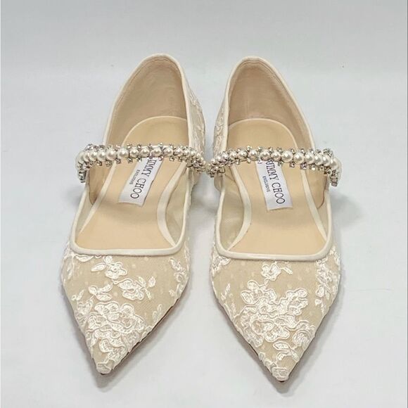 Jimmy Choo Baily Embellished Lace Flats size 39 - Picture 4 of 13